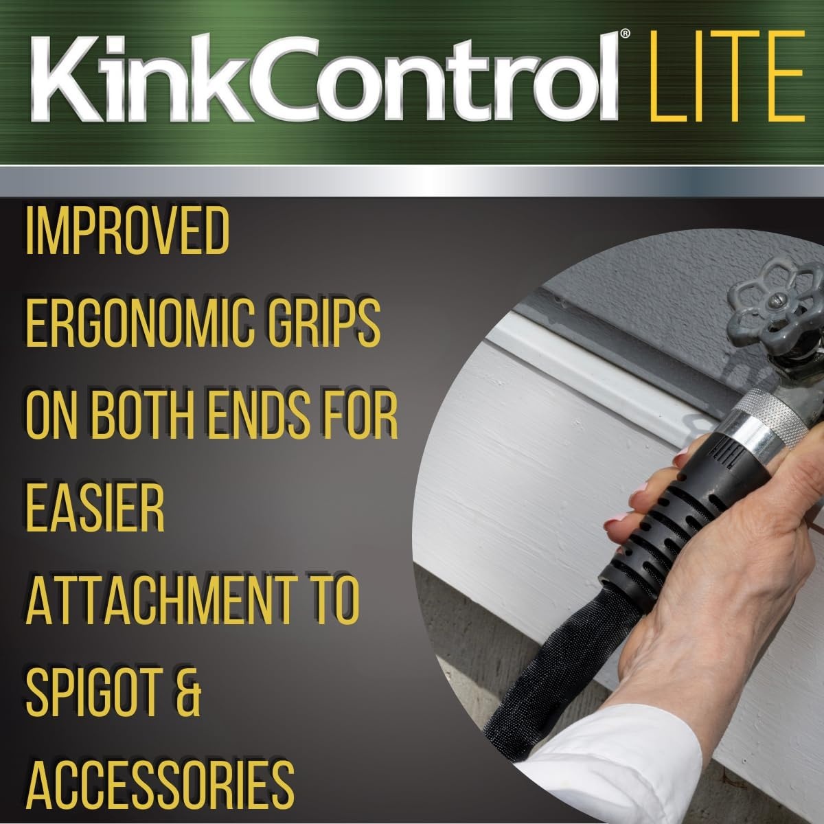image:imageKink Control Flex Advanced Hybrid Hose 50 Ft Outdoor Hose 40 Lighter Ultra Flexible Easy to Maneuver Neverkink Technology Durable ConstructionFabric Jacket
