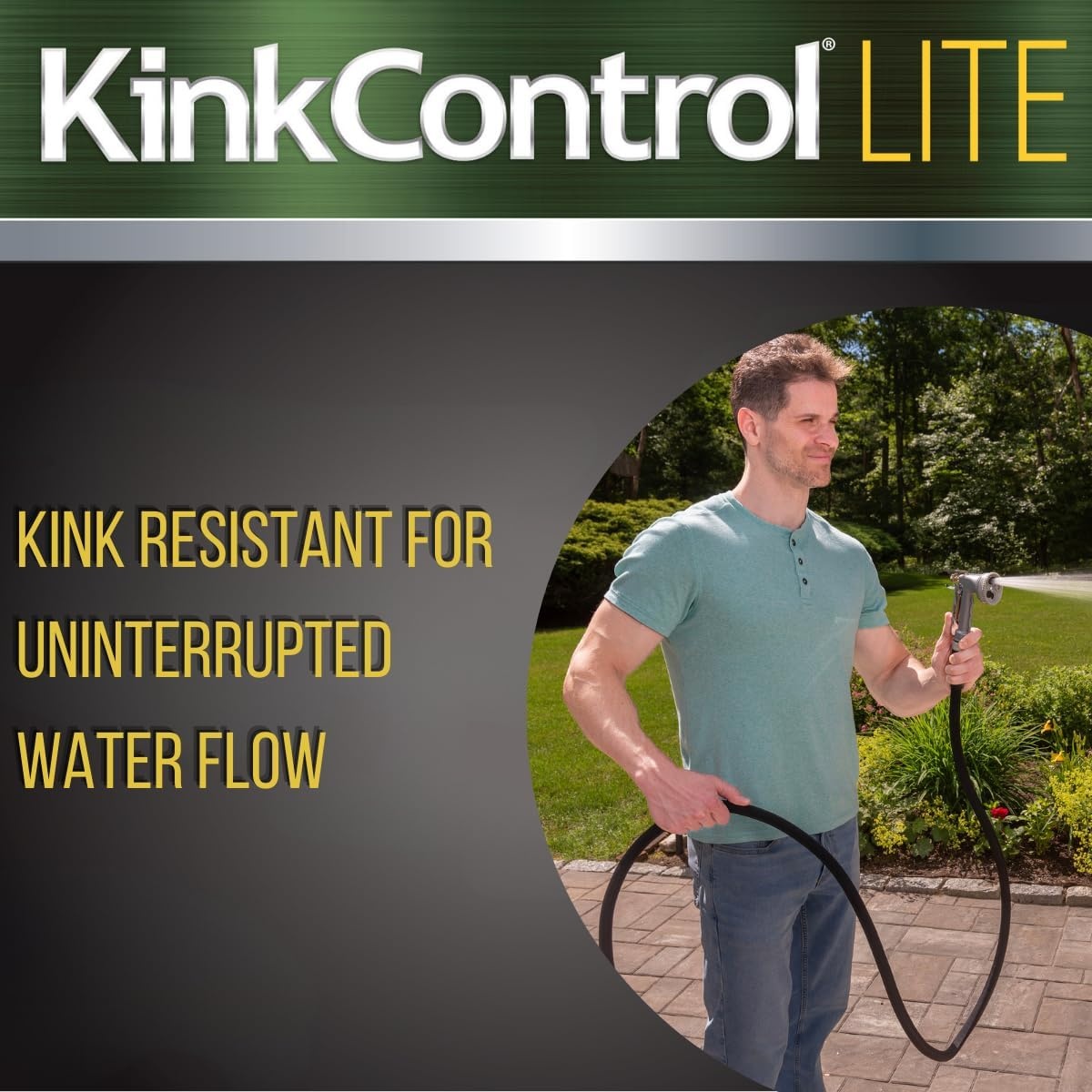 image:imageKink Control Flex Advanced Hybrid Hose 50 Ft Outdoor Hose 40 Lighter Ultra Flexible Easy to Maneuver Neverkink Technology Durable ConstructionFabric Jacket