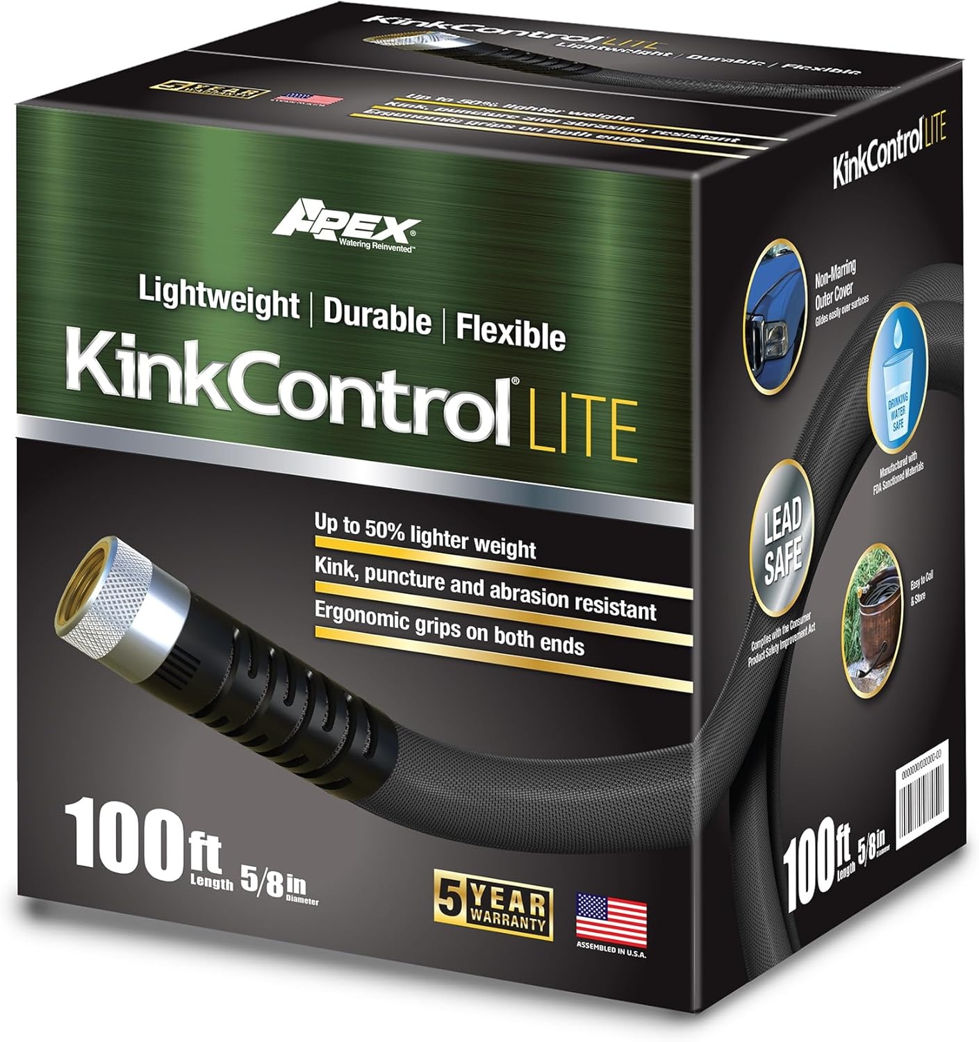 image:imageKink Control Flex Advanced Hybrid Hose 50 Ft Outdoor Hose 40 Lighter Ultra Flexible Easy to Maneuver Neverkink Technology Durable ConstructionFabric Jacket