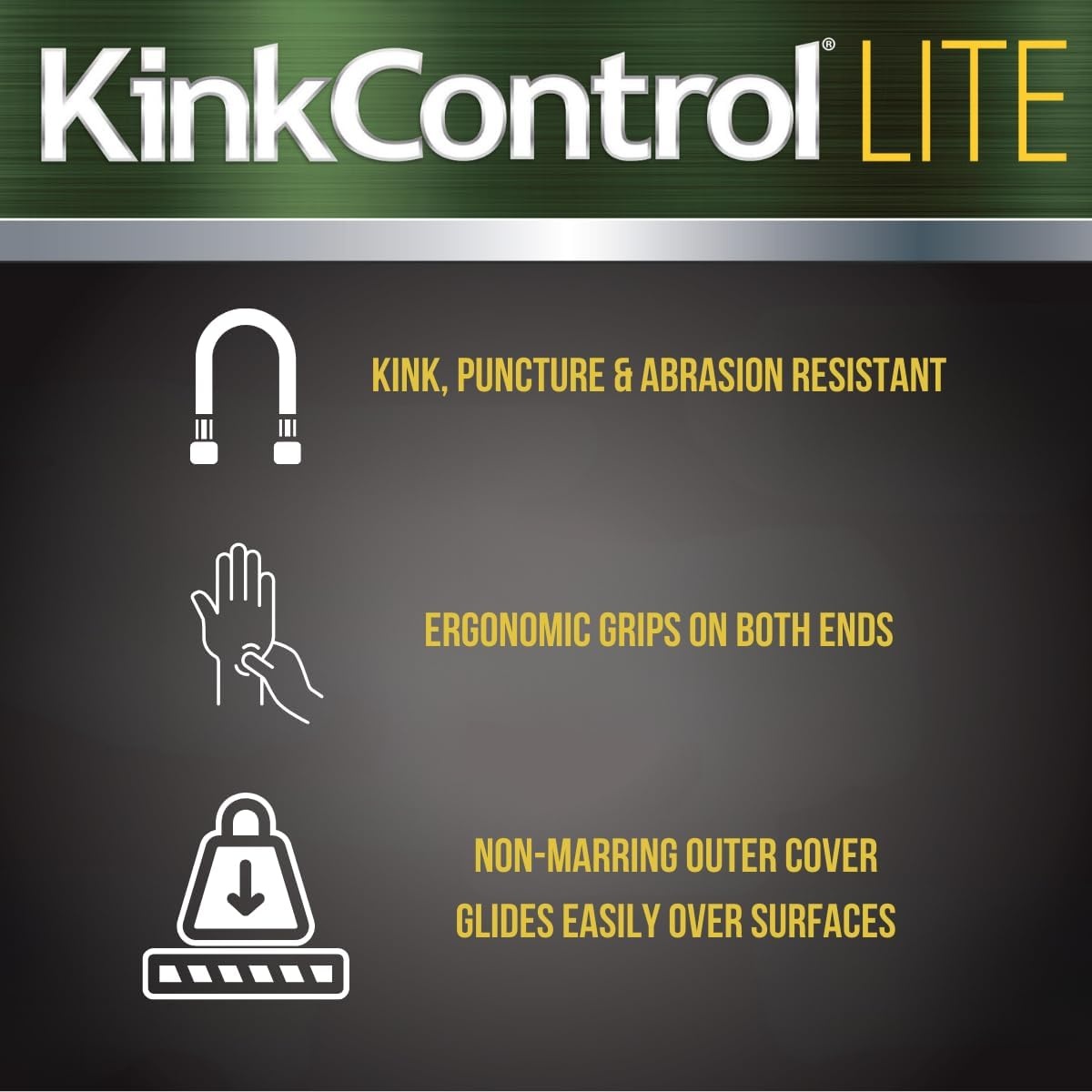 image:imageKink Control Flex Advanced Hybrid Hose 50 Ft Outdoor Hose 40 Lighter Ultra Flexible Easy to Maneuver Neverkink Technology Durable ConstructionFabric Jacket