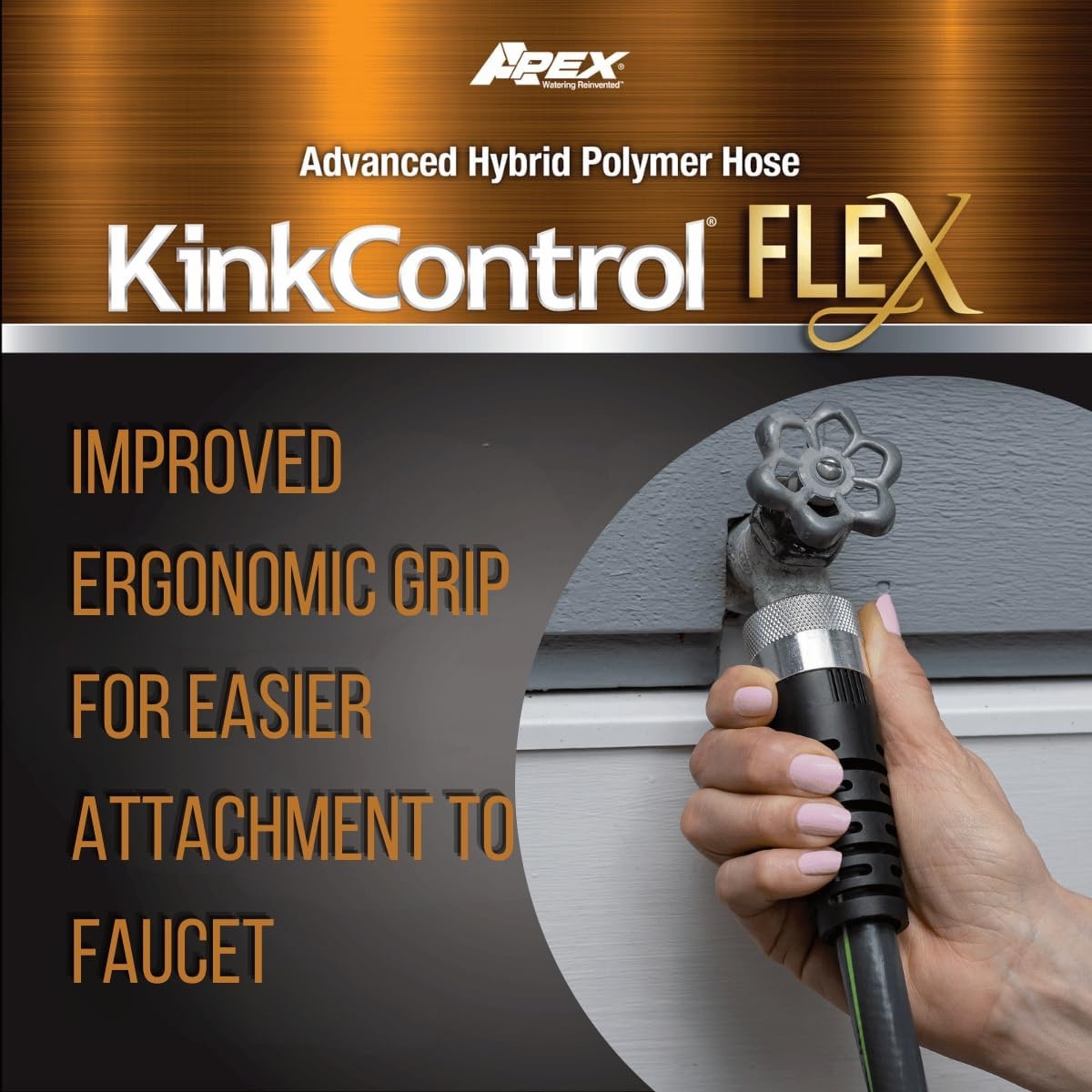 image:imageKink Control Flex Advanced Hybrid Hose 50 Ft Outdoor Hose 40 Lighter Ultra Flexible Easy to Maneuver Neverkink Technology Durable ConstructionFlex