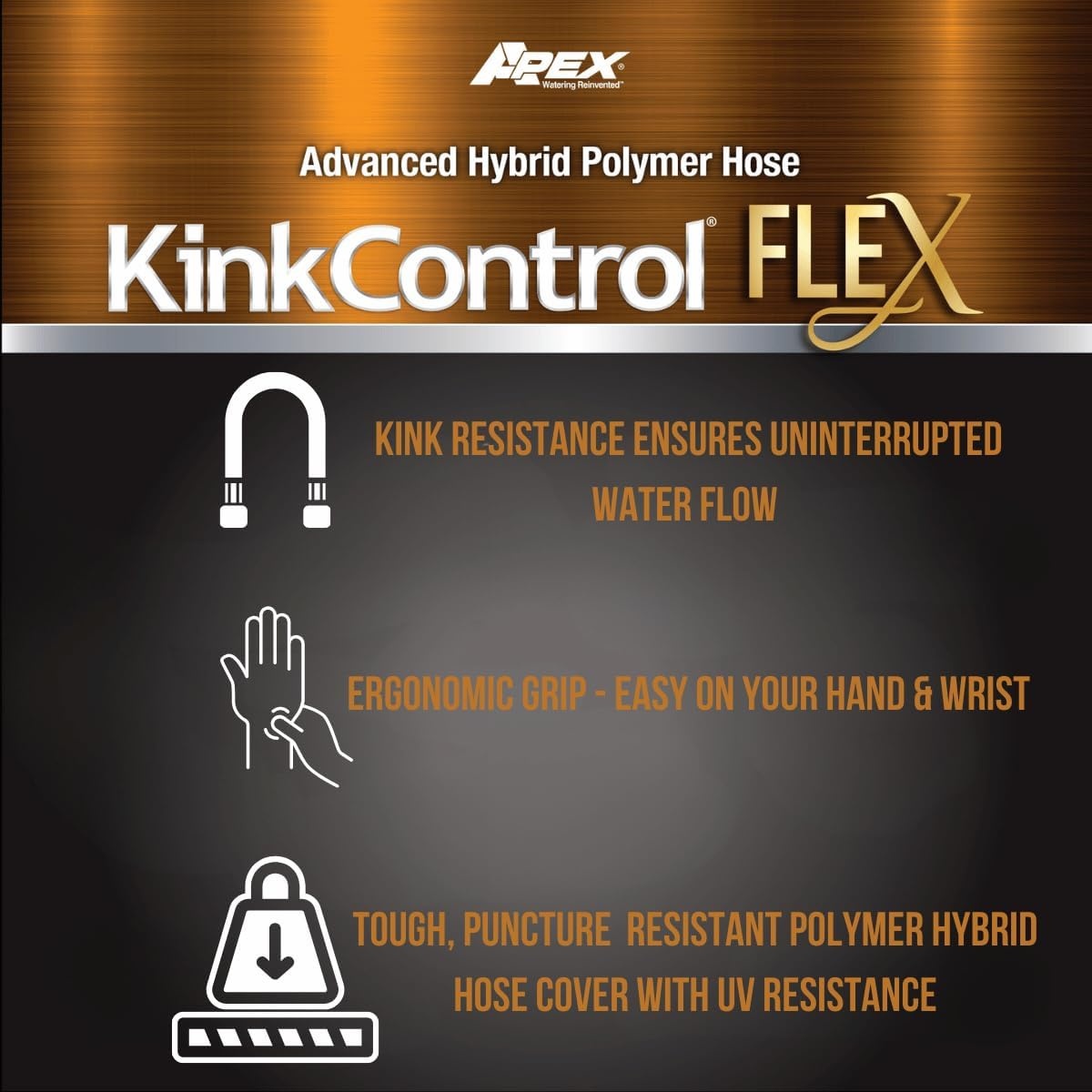 image:imageKink Control Flex Advanced Hybrid Hose 50 Ft Outdoor Hose 40 Lighter Ultra Flexible Easy to Maneuver Neverkink Technology Durable ConstructionFlex
