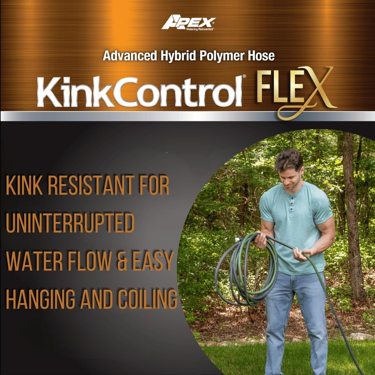 image:imageKink Control Flex Advanced Hybrid Hose 50 Ft Outdoor Hose 40 Lighter Ultra Flexible Easy to Maneuver Neverkink Technology Durable ConstructionFlex