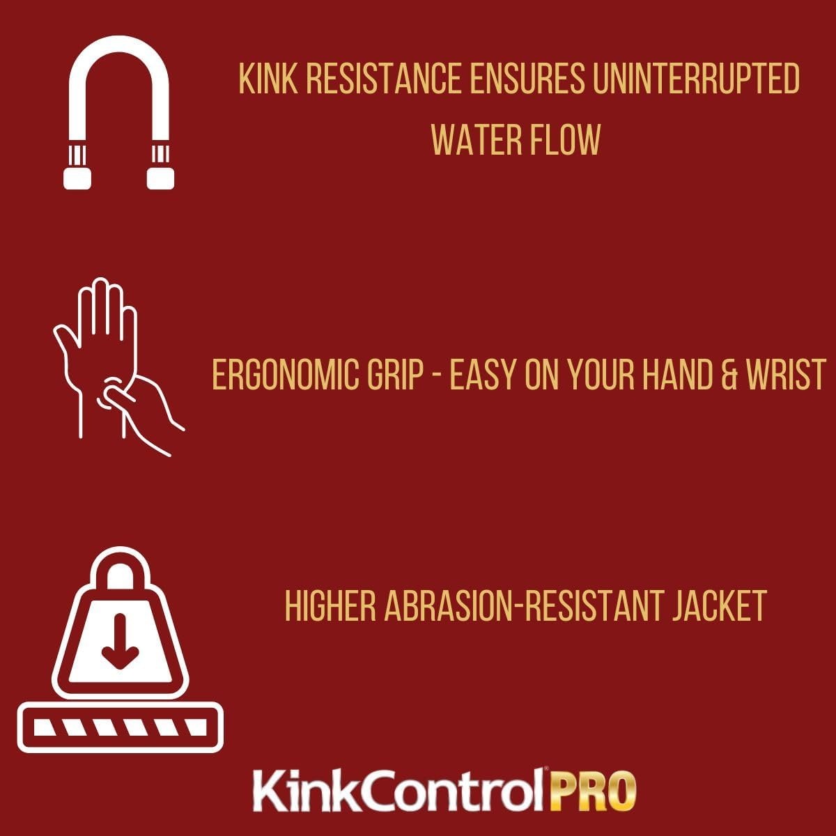 image:imageKink Control Pro Garden Hose Water Hosewith Superior UV Resistance Ergonomic Grip High Burst Strength Triple Frame Technology for Kink Resistance 25 FtPro